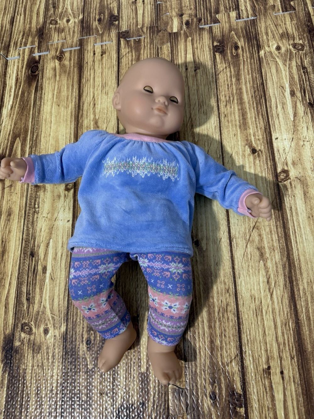 American Girl Bitty Baby Doll W/ Fair Isle Pattern Snowy Dreams Pajamas Outfit
